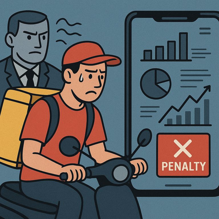 O entregador não sai do expediente quando o algoritmo fecha a porta
