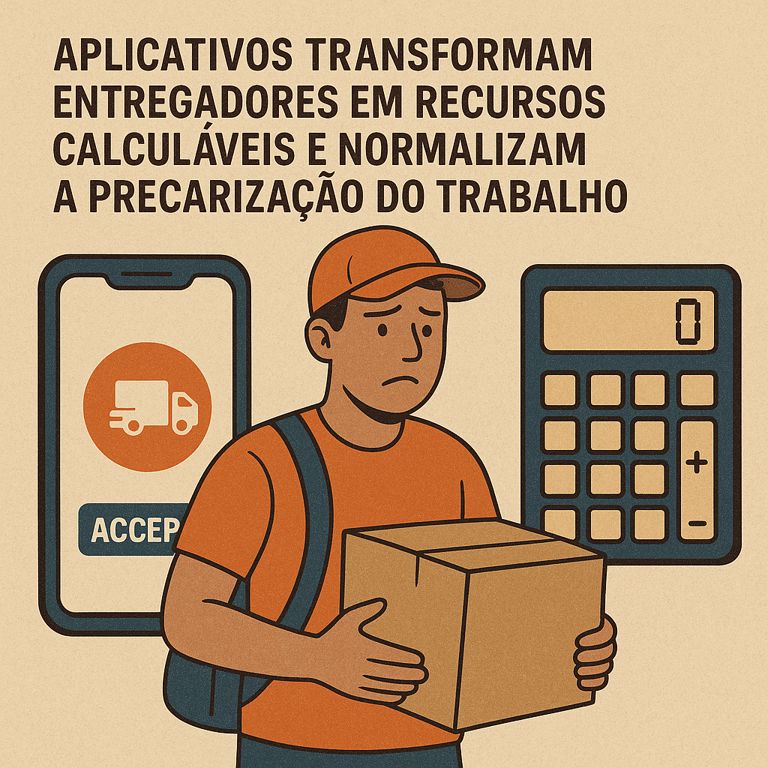 O entregador enquadrado pela máquina